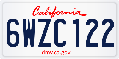 CA license plate 6WZC122