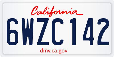 CA license plate 6WZC142
