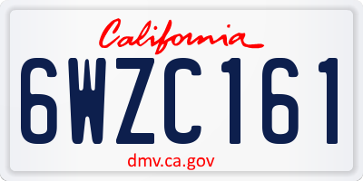CA license plate 6WZC161
