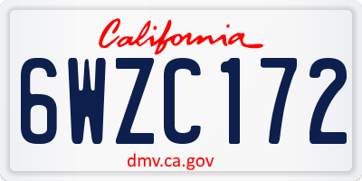 CA license plate 6WZC172