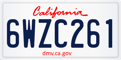 CA license plate 6WZC261