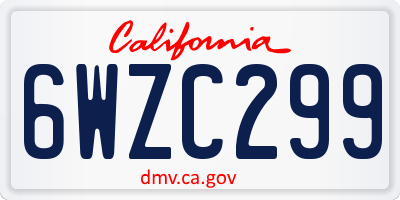 CA license plate 6WZC299
