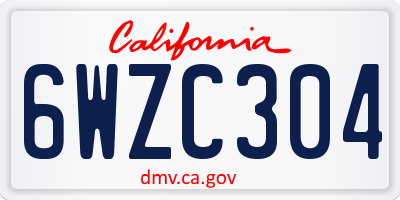 CA license plate 6WZC304