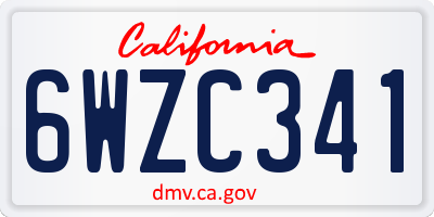CA license plate 6WZC341