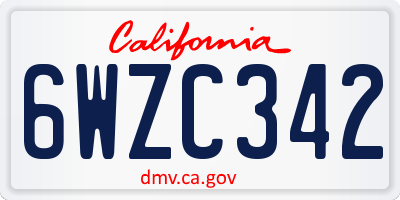 CA license plate 6WZC342