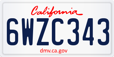 CA license plate 6WZC343