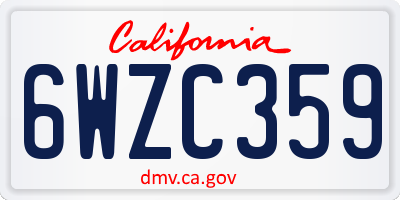 CA license plate 6WZC359