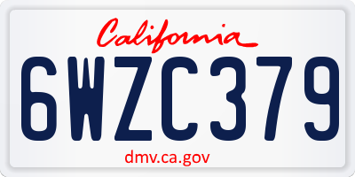 CA license plate 6WZC379