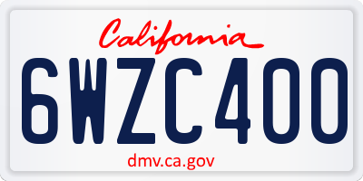 CA license plate 6WZC400
