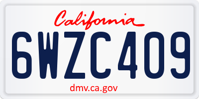 CA license plate 6WZC409