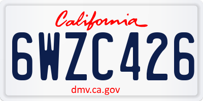 CA license plate 6WZC426