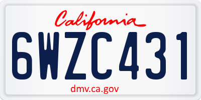 CA license plate 6WZC431