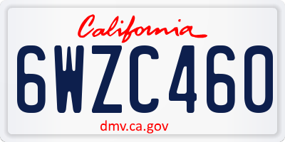 CA license plate 6WZC460
