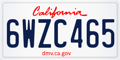 CA license plate 6WZC465