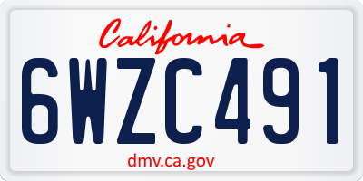 CA license plate 6WZC491