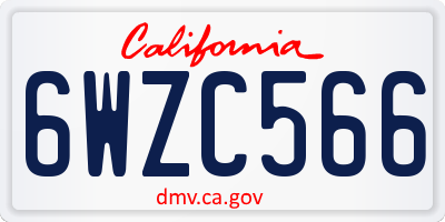 CA license plate 6WZC566