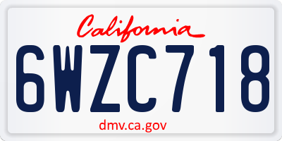 CA license plate 6WZC718
