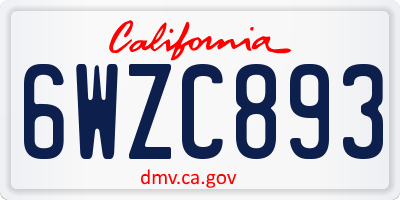 CA license plate 6WZC893