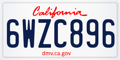 CA license plate 6WZC896