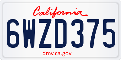 CA license plate 6WZD375