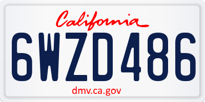 CA license plate 6WZD486