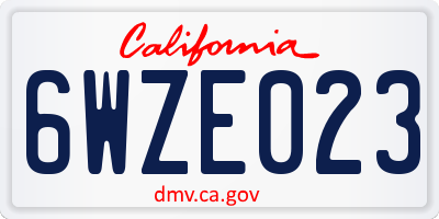 CA license plate 6WZE023