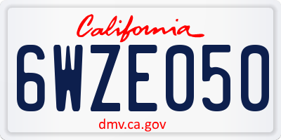 CA license plate 6WZE050