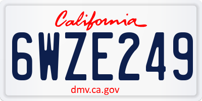 CA license plate 6WZE249