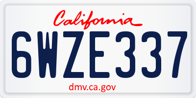 CA license plate 6WZE337