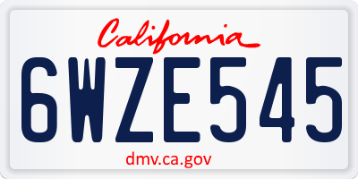CA license plate 6WZE545