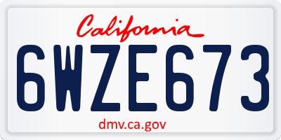 CA license plate 6WZE673
