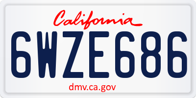 CA license plate 6WZE686