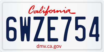 CA license plate 6WZE754