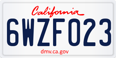 CA license plate 6WZF023