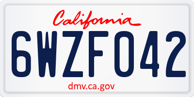 CA license plate 6WZF042