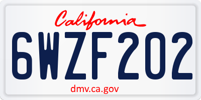 CA license plate 6WZF202