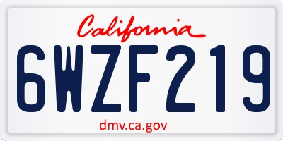 CA license plate 6WZF219