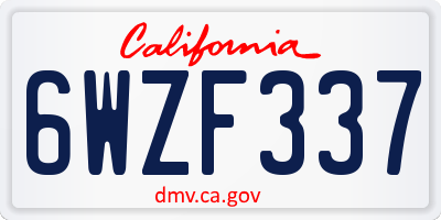 CA license plate 6WZF337