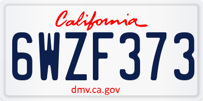 CA license plate 6WZF373