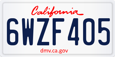 CA license plate 6WZF405