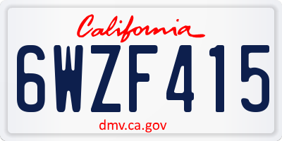 CA license plate 6WZF415