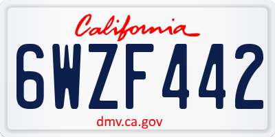 CA license plate 6WZF442