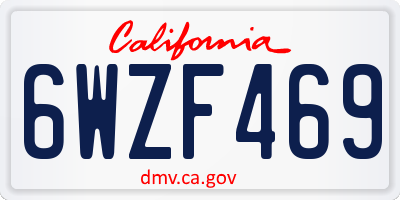 CA license plate 6WZF469
