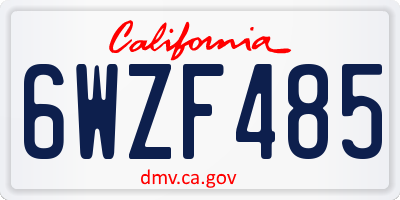 CA license plate 6WZF485