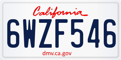 CA license plate 6WZF546