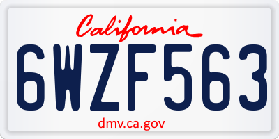 CA license plate 6WZF563
