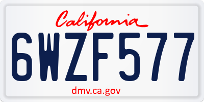 CA license plate 6WZF577