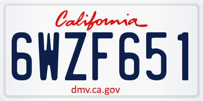 CA license plate 6WZF651