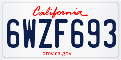 CA license plate 6WZF693