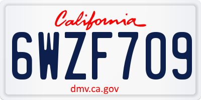 CA license plate 6WZF709